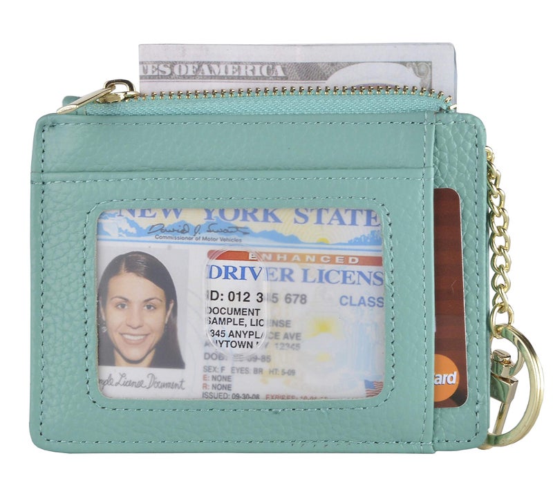 woogwin Slim RFID Credit Card Holder for Women Mini Front Pocket Wallet Purse With Keychain(LicheeTeal) - Image 2